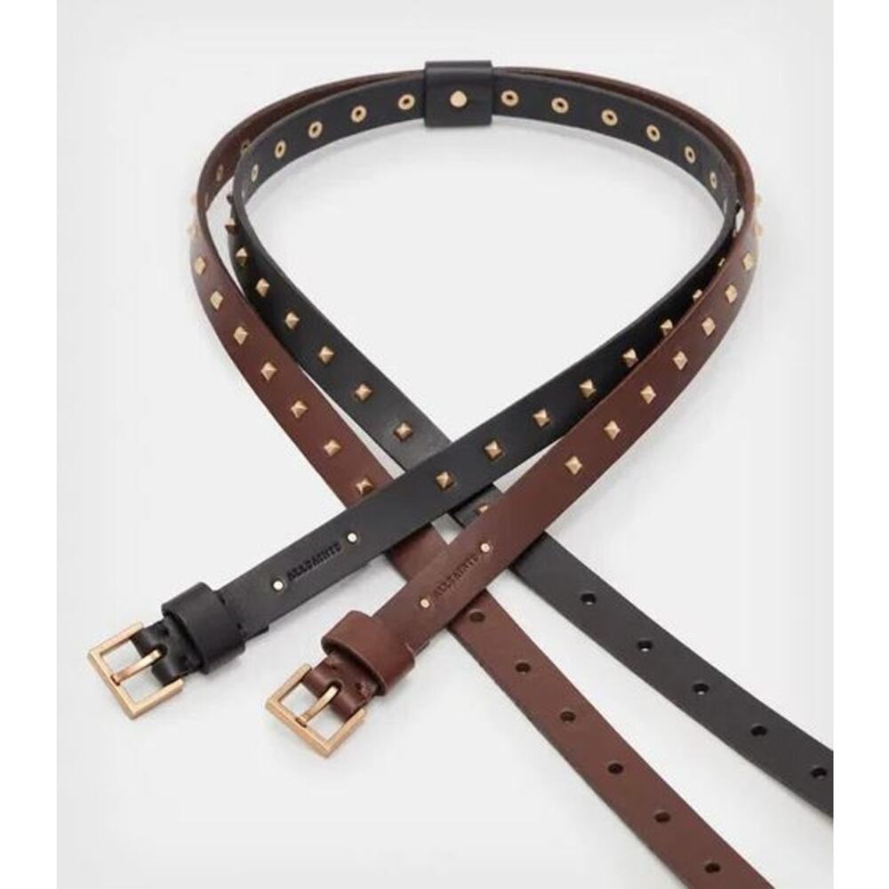NEW! Allsaints Maxie Leather Studded Duo‎ Belt XS